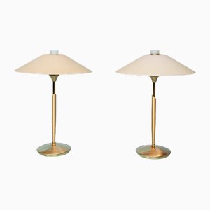 Large Table Lamp in Brass & Glass, 1970s