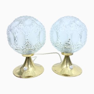 Tulip Table Lamps in Brass and Glass, 1960s, Set of 2