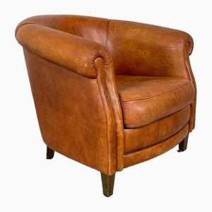 Fauteuil Club Notter Vintage en Cuir de Mouton