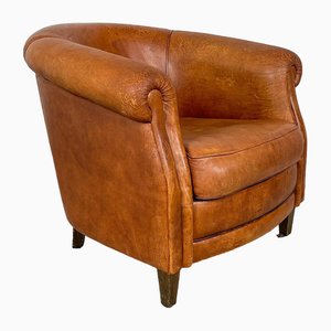 Vintage Sheep Leather Tub Notter Club Chair