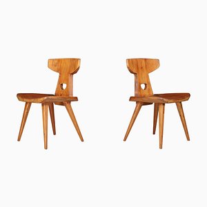 Sculptural Chairs in Pine by Jacob Kielland-Brandt, Denmark, 1960s, Set of 2