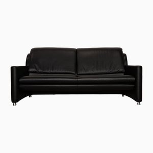 Three-Seater Sofa in Black Leather