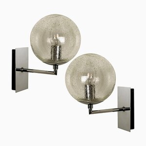 Bubble Glass and Chrome Wall Lights from Doria Leuchten, 1960s, Set of 2
