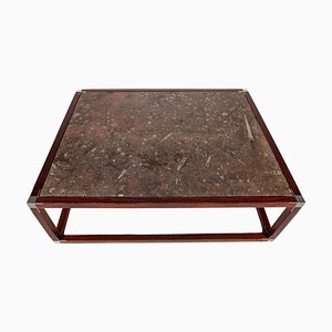 Large French Art Deco Coffee Table with Fossil Stone Top, 1930