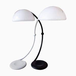 Italian Black and White Floor Lamps by Elio Martinelli for Martinelli Luce, 1980, Set of 2