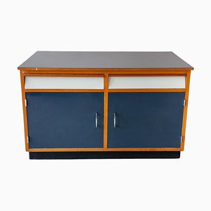 Credenza in laminato blu e bianco e faggio, 1958