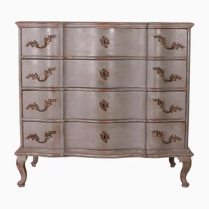 Danish Serpentine Front Painted Oak Commode with 4 Drawers, 18th Century