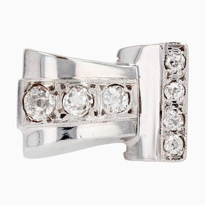 18 Karat Tank Diamant asymmetrischer Siegelring aus Gold, 1940er