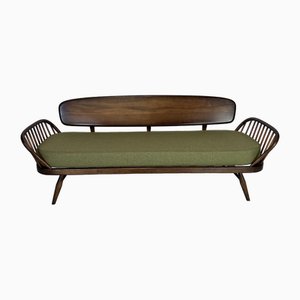 Vintage Ercol Studio Couch Upholstered in Olive Green by Lucian Ercolani, 1960s