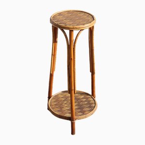 Mid-Century French Stool in Bamboo and Chestnut, 1960s