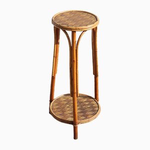 Tabouret Mid-Century en Bambou et Châtaigner, France, 1960s