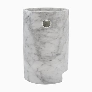 Handgefertigte Glacette mit abgerundetem Gesicht aus weißem Carrara Marmor von Fiam