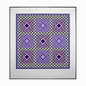 Victor Vasarely, Purple Squares, 1986, Large Original Silkscreen
