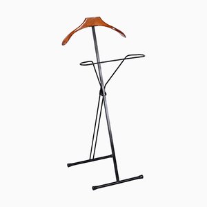 Mid-Century Italian Foldable Valet Stand in Iron and Beech, 1960s