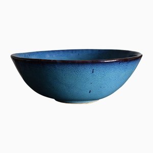 Ciotola grande in ceramica da studio smaltata blu
