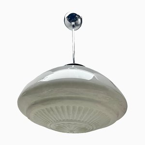 Dutch Pendant Stem Lamp with a Globular Opaline Shade from Phillips, 1930s