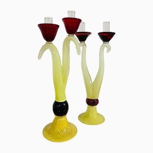 Große Murano Glas Kerzenhalter, 1970er, 2er Set