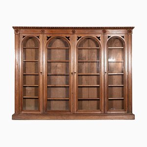 19th Century English Pine Arched Glazed Bookcase, 1870s