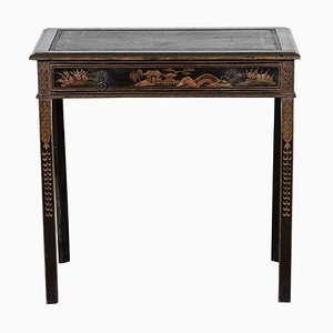 19th Century English Chinoiserie Leather Writing Table, 1840s
