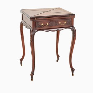 Victorian Games Envelope Card Table in Mahogany, 1890s