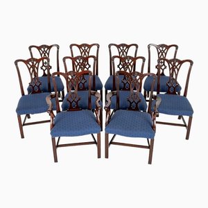 Chippendale Dining Chairs in Mahogany, 1890s, Set of 10