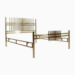 Vintage Golden Brass Bed attributed to Luciano Frigerio, 1970s