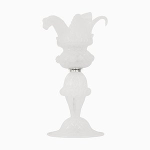 Italian Table Lamp in White Murano Glass, 2000s