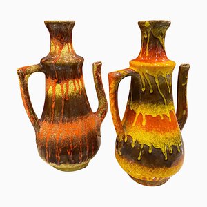 Jarras italianas modernistas de cerámica de Artigiana Ceramica Umbra, años 60. Juego de 2