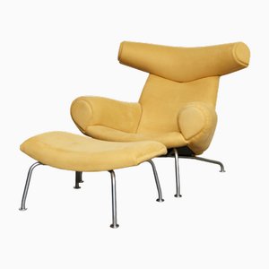 AP-46 Ox Chair & Fußhocker von Hans J. Wegner für Ap Stolen, 1960er, 2er Set