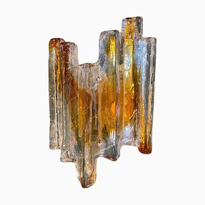 Brutalist Amber and Brown Murano Glass Wall Sconce by Mazzega, 1970s