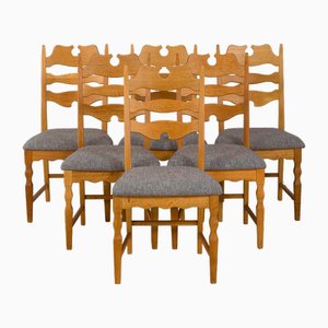 Danish Oak Razor Chairs by Henning Kjærnulf for EG Kvalitetsmøbler, 1960s, Set of 6