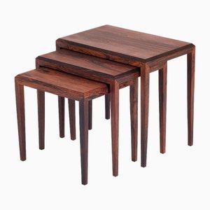 Mid-Century Danish Nesting Tables in Rosewood by Johannes Andersen for Silkeborg, 1960, Set of 3