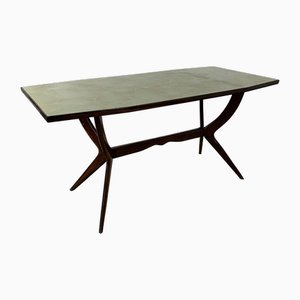 Dining Table with Back Glass Top in the style of Ico Parisi, 1950s