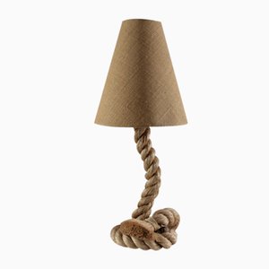 Store Lamp & Jute Canvas Lampshade attributed to Audoux & Minet, France, 1950s