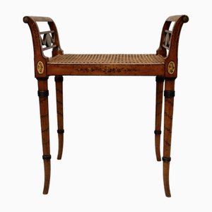 Edwardian Satinwood Cane Window Stool, 1901