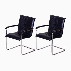 Bauhaus Black Chairs in Artificial Leather, Germany, 1970s, Set of 2