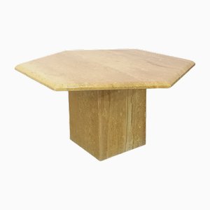 Vintage Hexagonal Coffee Table in Travertine, 1980s