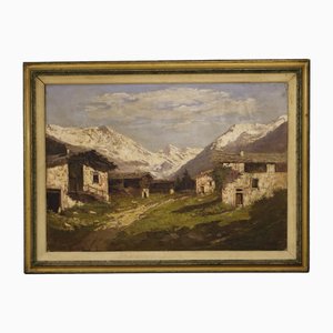Italian Artist, Mountain Landscape, 1930, Oil on Canvas, Framed