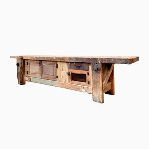 Large Wooden Carpenters Workbench, 1930