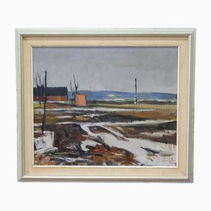 Swedish Artist, Landscape, 1955, Oil on Panel, Framed