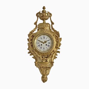 French Cartel Wall Clock with Floral Decorations