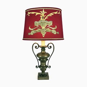 Bronze Table Lamp with Antique Embroidery, 1950s