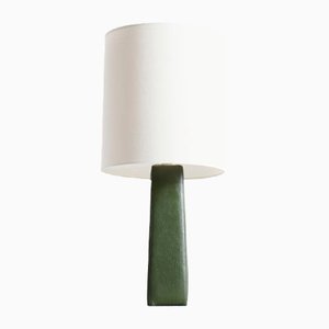 Midcentury Table Lamp in Patinated Leather, Made in Sweden
