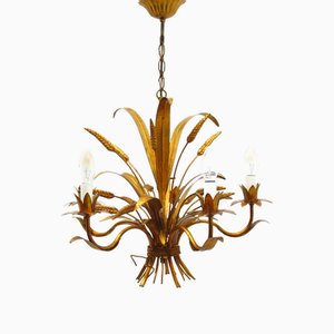 Lámpara de araña Hollywood Regency floral de Hans Kögl, años 70
