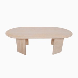 Oval Travertine Coffee Table, 1970s