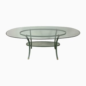 Oval Iron & Glass Dining Table by Pierre Vandel, 1970s