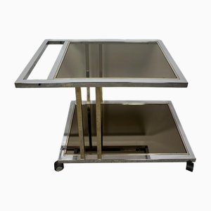 Service / Roller Table in Chromed and Golden Brass from Belgo Chrom / Dewulf Selection, 1960s