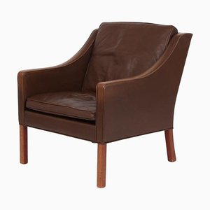 Danish Leather Armchair attributed to Børge Mogensen for Fredericia, 1970s