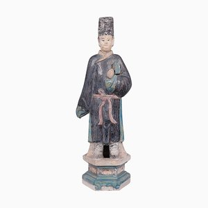 Ming Dynasty Green Glazed Tomb Statue in Terracotta