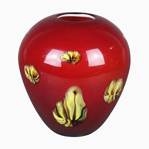 Art Glass Vase in Red Overlayed Glass, 1960s